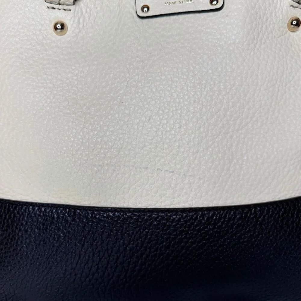 Kate Spade Blaine Grove Color Block Cream and Black Pebbled Leather Shoulder Bag